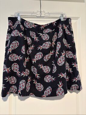 LOFT Outlet Women’s Black Pineapple-Print A-Line Skirt size XL *has pockets*